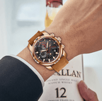 Men's Elegant Waterproof  Watch With Leather Straps   Business Style Watches Unique Design Perfect Gift For Your Man Stevvex