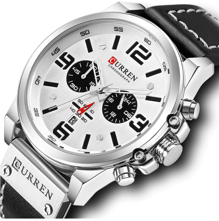 Retro  Waterproof Watch With Chronometers Steel Case And Leather Belts Unique Design Excellent Look Perfect Gift For Your Man Stevvex