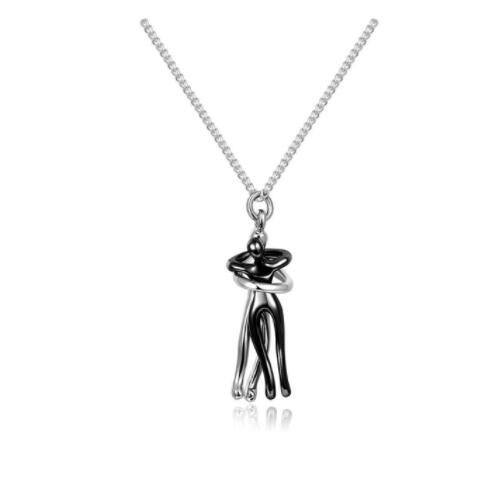 Love Hug Necklace Unisex Men Women Couple Jewelry Simple Temperament Clavicle Chain Valentines Day Lover Gift Pi-Mart