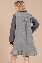 Striped Patchwork Round Neck Terry Sweatshirt Dress For Women – Casual, Trendy, Cozy, Playful, Relaxed Vibe for Everyday Wear