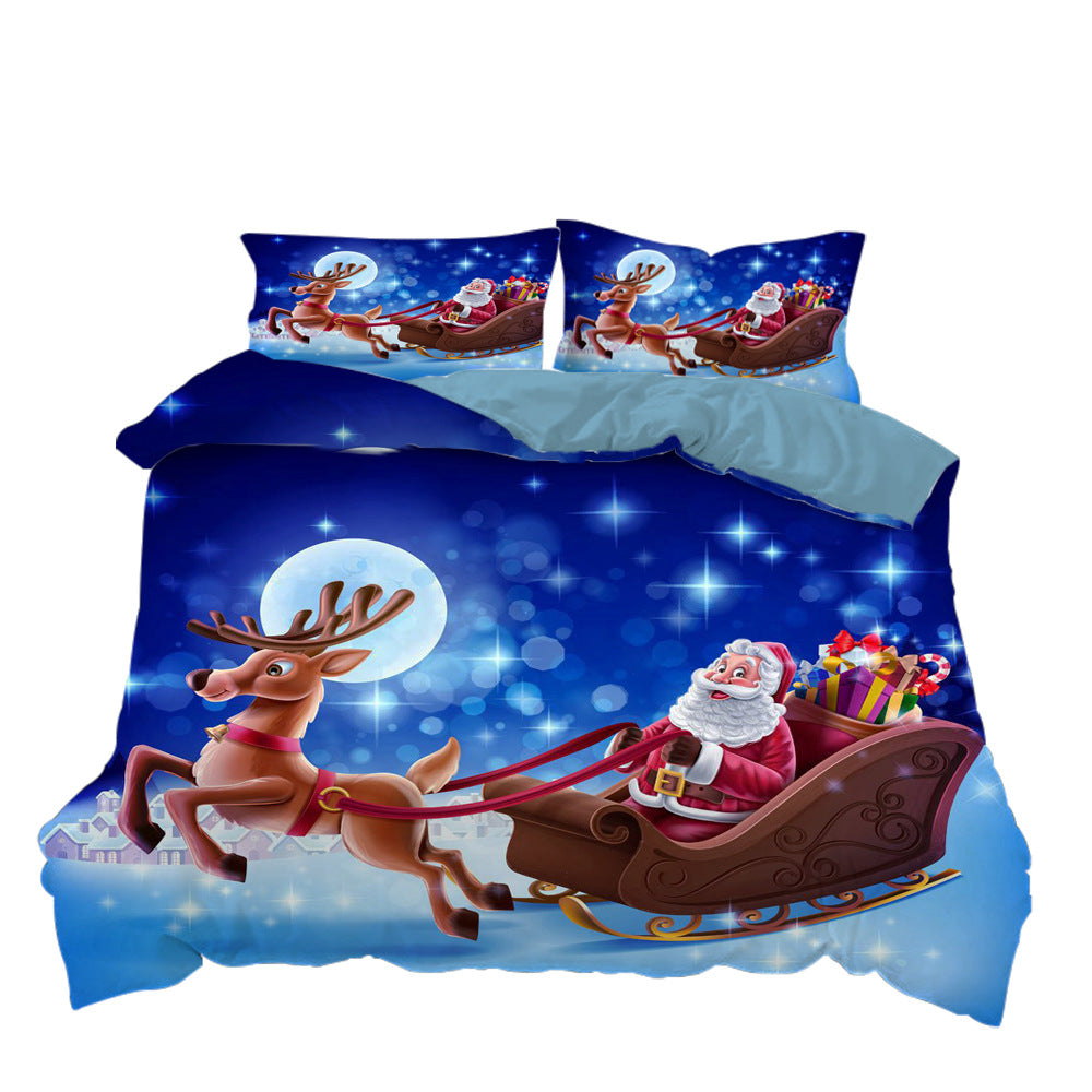 Santa's Three-piece Duvet Cover Under The Stars Pi-Mart