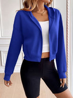 Relaxed Minimalist Zip-Up Dropped Shoulder Hooded Jacket Casual & Comfortable Lightweight Outerwear Stevvex