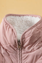 Solid Fleece Lined Quilted Vest Coat THRIXINE