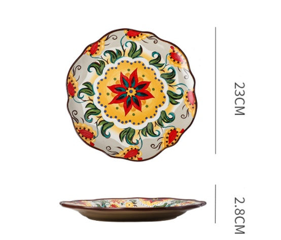Underglaze Ceramic Tableware Bohemian Household Dishes Pi-Mart