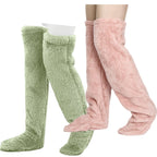 Cozy Couple's Thigh-High Fuzzy Socks - Warm, Durable Knit Over-The-Knee Stockings, Easy-Care Solid Hosiery Lootquake LLC