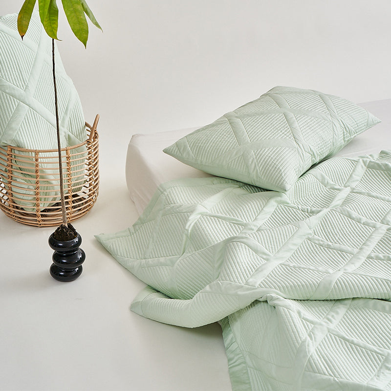 Solid Color Single Double Bed Cover Three-piece Set Of 100 Tencel Cotton Thin Summer Quilt Pi-Mart