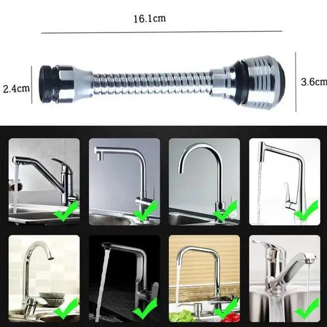 360 Degree Kitchen Sink Tap Faucet Extender, Universal Stainless Steel Faucet Extender with Flexible Swivel Tap Aerator Hose, 2 Water Outlet Modes, Faucet Extender Water Saving Bathroom Kitchen Accessories Stevvex