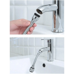 360 Degree Kitchen Sink Tap Faucet Extender, Universal Stainless Steel Faucet Extender with Flexible Swivel Tap Aerator Hose, 2 Water Outlet Modes, Faucet Extender Water Saving Bathroom Kitchen Accessories Stevvex