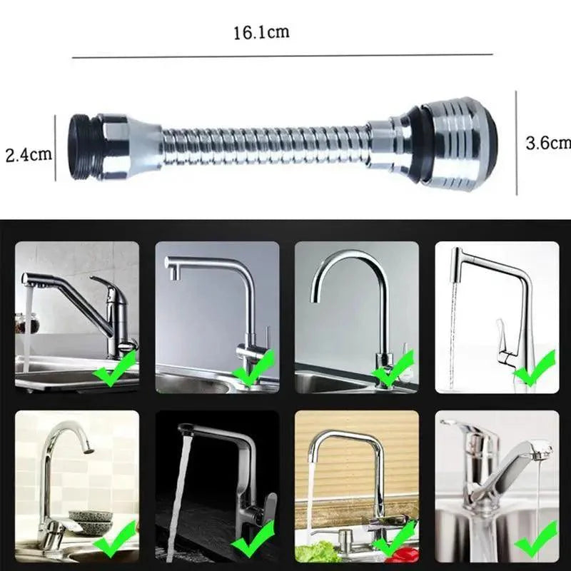 360 Degree Kitchen Sink Tap Faucet Extender, Universal Stainless Steel Faucet Extender with Flexible Swivel Tap Aerator Hose, 2 Water Outlet Modes, Faucet Extender Water Saving Bathroom Kitchen Accessories Stevvex