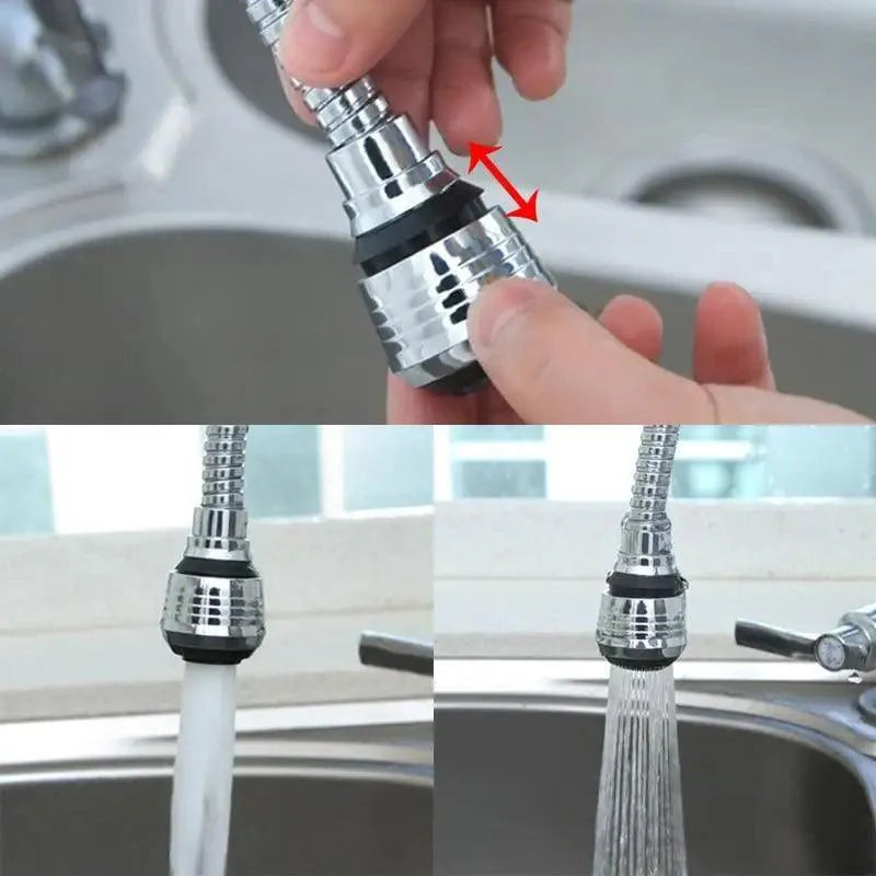 360 Degree Kitchen Sink Tap Faucet Extender, Universal Stainless Steel Faucet Extender with Flexible Swivel Tap Aerator Hose, 2 Water Outlet Modes, Faucet Extender Water Saving Bathroom Kitchen Accessories Stevvex