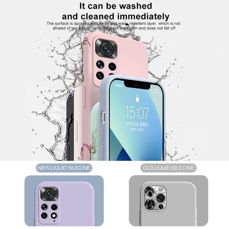 360 Degree Protection Back Case Cover Liquid Silicone Soft Matte Phone Case For Xiaomi Redmi Note 11 Pro Max 11S 10 10S 9 9S 8 Candy Shockproof Bumper Cover  Liquid Silicone Back Cover Case Stevvex