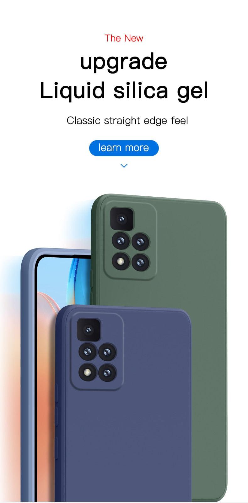 360 Degree Protection Back Case Cover Liquid Silicone Soft Matte Phone Case For Xiaomi Redmi Note 11 Pro Max 11S 10 10S 9 9S 8 Candy Shockproof Bumper Cover  Liquid Silicone Back Cover Case Stevvex