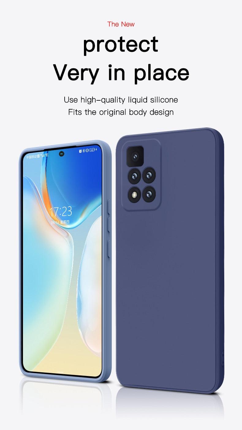 360 Degree Protection Back Case Cover Liquid Silicone Soft Matte Phone Case For Xiaomi Redmi Note 11 Pro Max 11S 10 10S 9 9S 8 Candy Shockproof Bumper Cover  Liquid Silicone Back Cover Case Stevvex