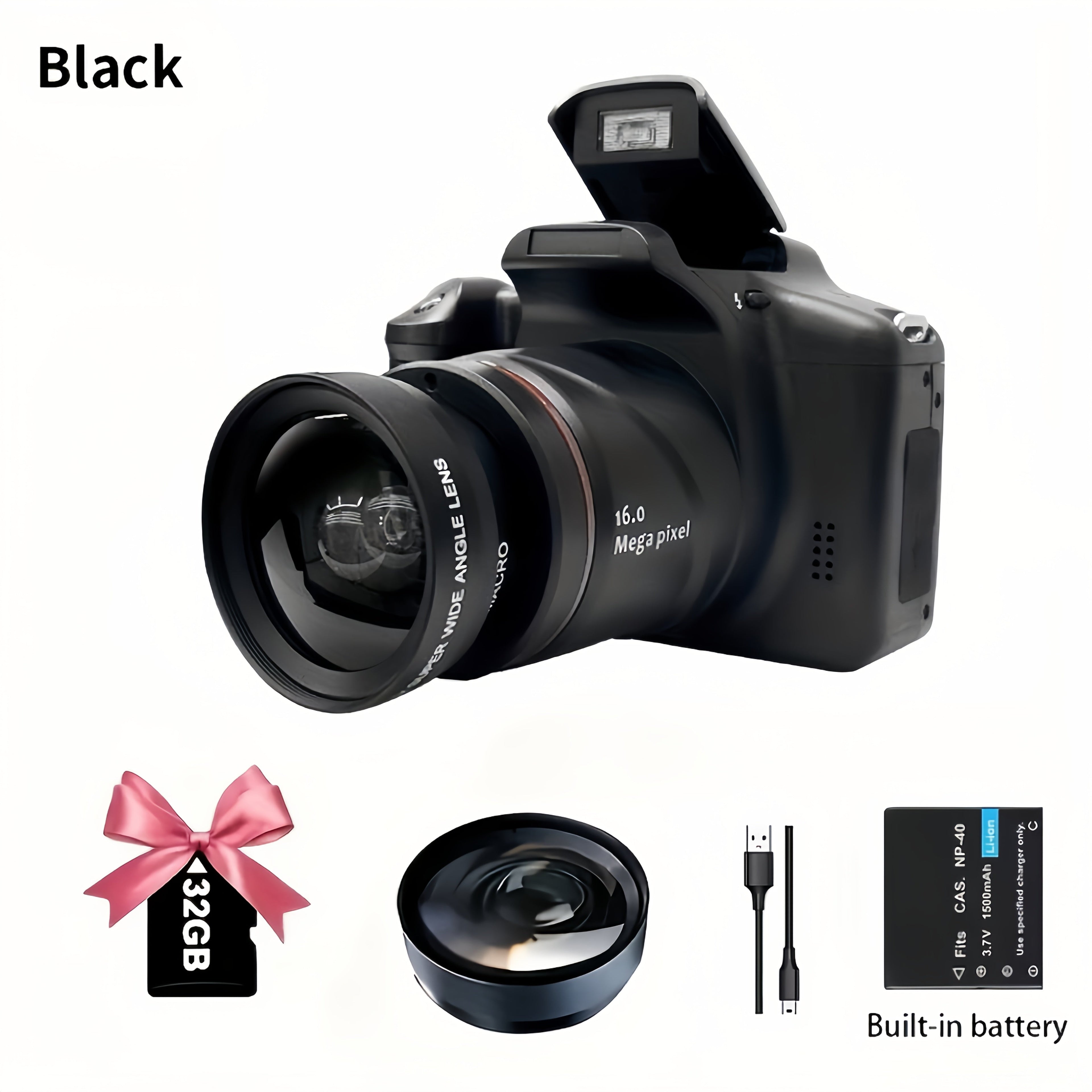 Digital Camera Photography With 2.4-inch LCD Screen, 16xdigital Camera 1080p Mini Camera Vlog Camera With 9.88mm Wide-angle Lens Cool Stuff Travel Essentials Gift, Body Camera Compact Travel Camera, Camera For Vlogqing, Camer Lootquake LLC