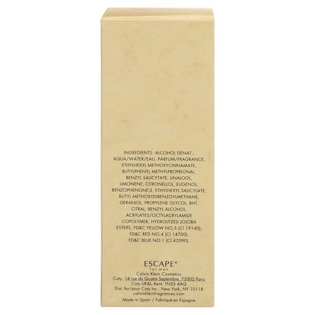 Calvin Klein Escape Eau de Toilette Spray, Cologne for Men, 3.4 Oz