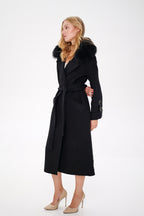 Derby Genuine Polar Fox Textured Cashmere Wool Coat - SJB-DIAMOND ELITES