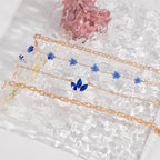 4pcs Blue Flower Love Butterfly Bracelet Set With Rhinestones Design Valentines Day Pi-Mart
