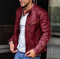 Fall Winter Men PU Leather Stand Collar Punk Pi-Mart