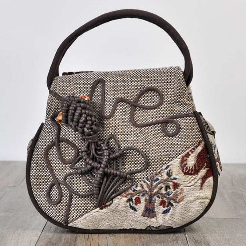 Burlap woven handbag Pi-Mart