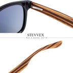 Luxury Natural Zebra Wood Sunglasses PolarizedWood Rectangle Mirror Lens Driving For Women and Men With UV400 Protection - SJB-DIAMOND ELITES