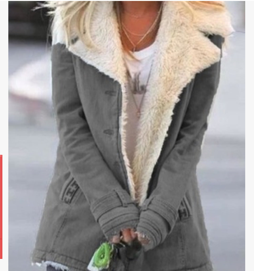 Women Plus Size Warm Coats Composite Plush Button Lapels Jacket Outwearcoat Pi-Mart