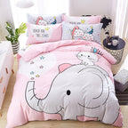 Cartoon four-piece cotton duvet cover Pi-Mart