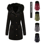 Women's Mid-length Fur Collar Coat Parker Cotton-padded Coat Pi-Mart