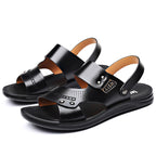 Men's Genuine Leather Wear-resisting Non-slip Breathable Slippers Pi-Mart