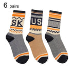 Six Pairs Of Men's And Women's Fashionable Socks With Letter Patterns - Offering Fashion And Comfort For Daily Wear And Suitable For All Four Seasons. - SJB-DIAMOND ELITES