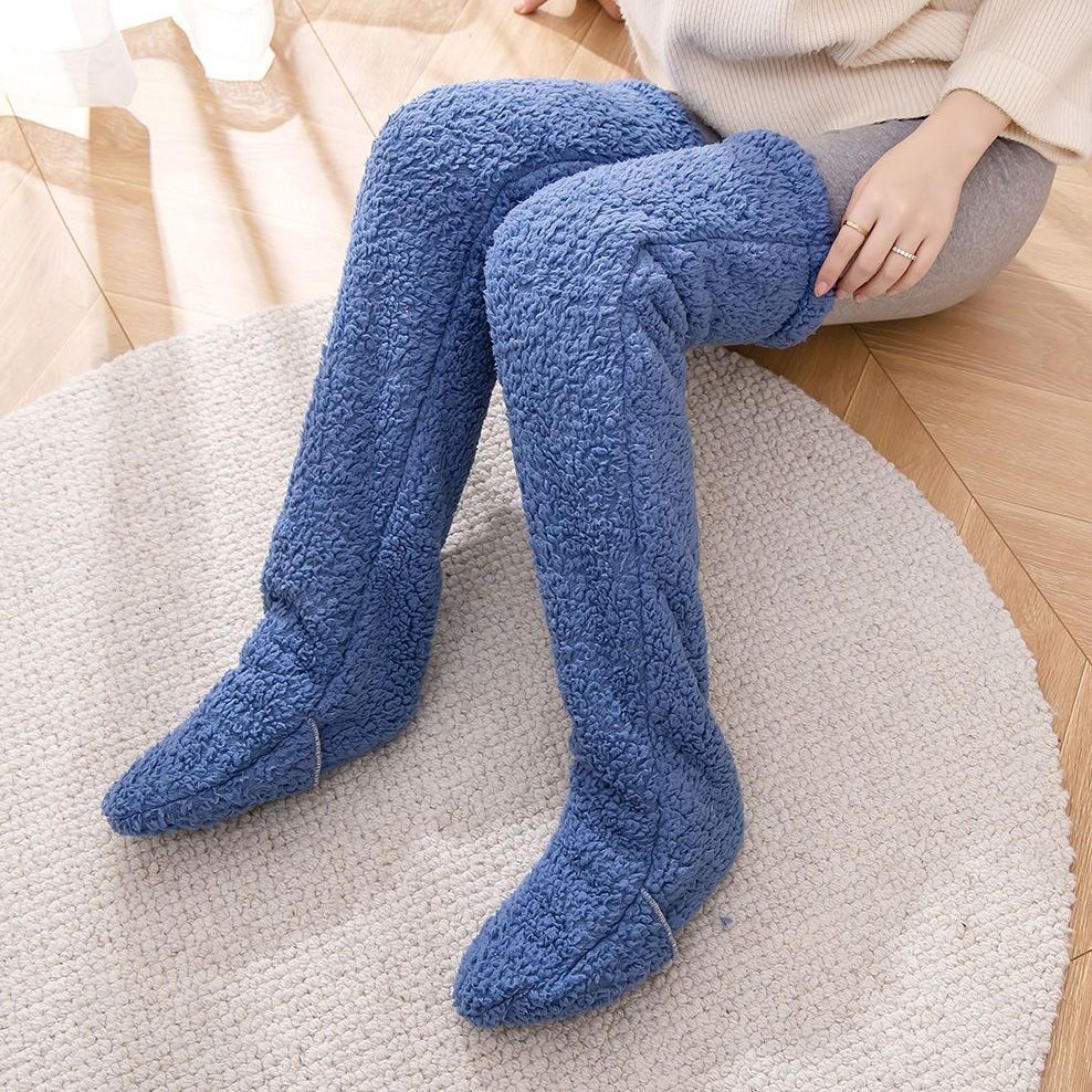 Over Knee High Fuzzy Long Socks Winter Warm Cold Leg Knee Joint Cold-proof Stockings Home Floor Sleeping Socks Pi-Mart