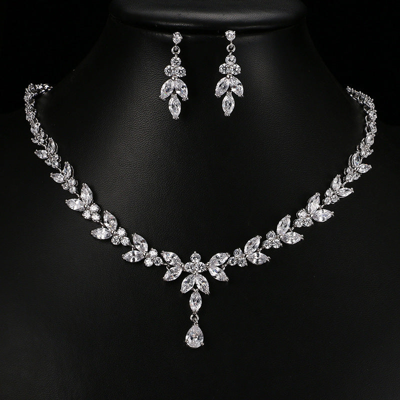 Simple White Bride Zircon Set Women Pi-Mart