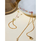 Fashion 18K Gold Stainless Steel Color Broken Stone Chain Ring