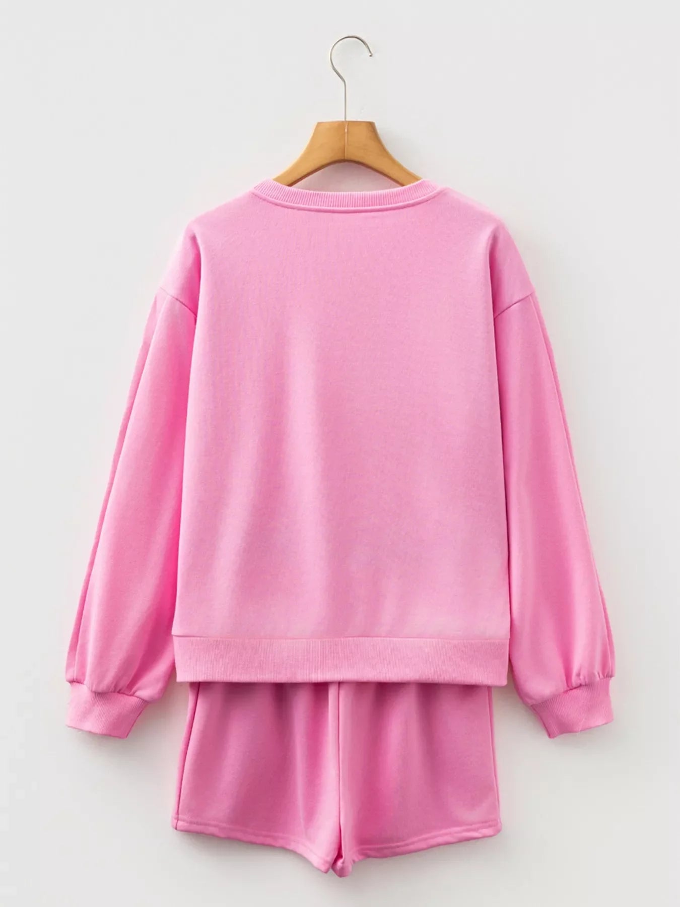 Bow Embroidered Sweatshirt and Shorts Set THRIXINE