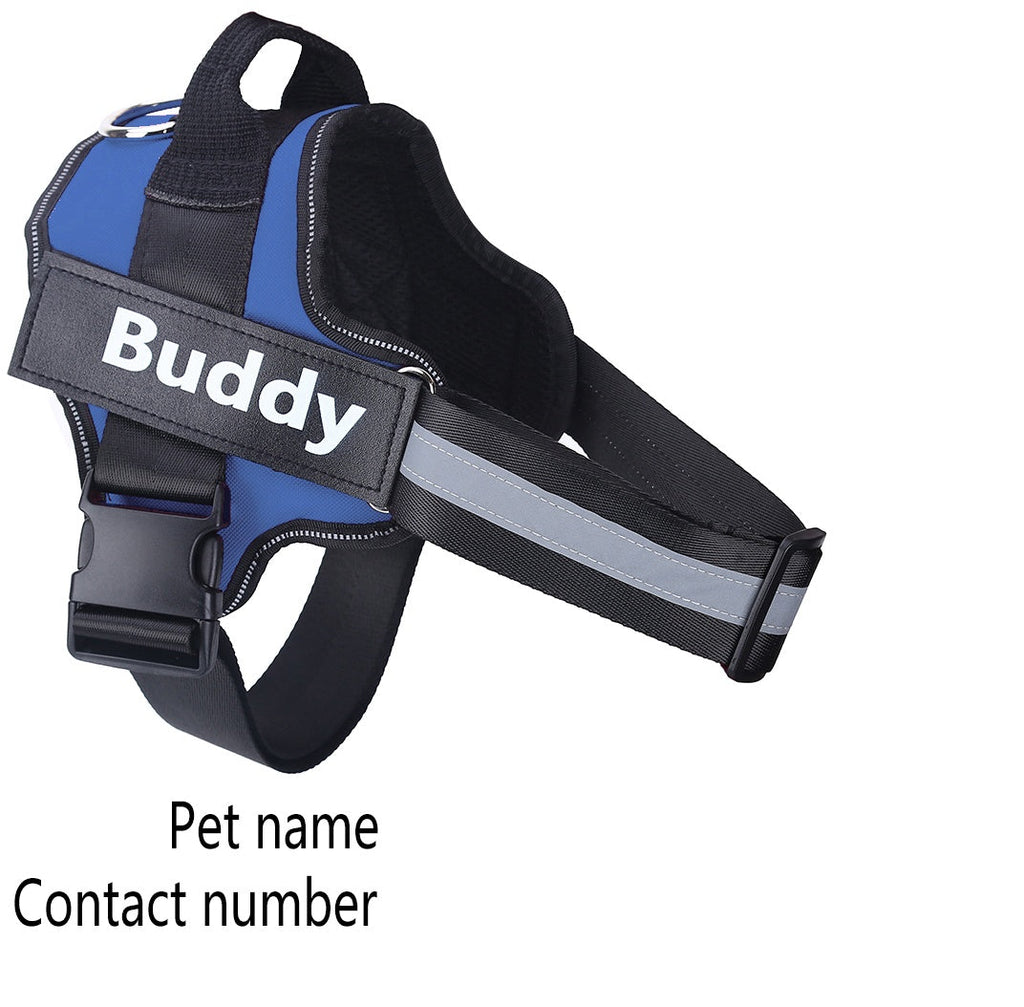 Personalized Dog Harness NO PULL Reflective Breathable Adjustable Pet Harness Vest For Small Large Dog Custom Patch Pet Supplies Pi-Mart