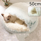 2 In 1 Dog And Cat Bed Pet Winter Bed Round Plush Warm Bed House Soft Long Plush Pets Bed Pi-Mart