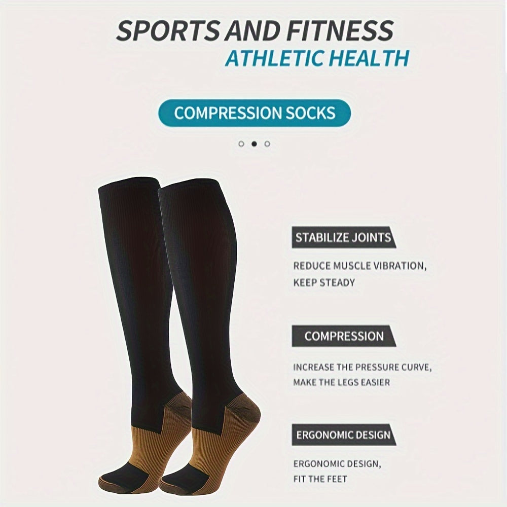 8 Pairs Copper-infused Unisex Compression Socks - Enhanced Circulation Support (10-20 MMHG) - Comfortable Knee High for Nurses, Pregnancy, Running, Hiking, Cycling Lootquake LLC