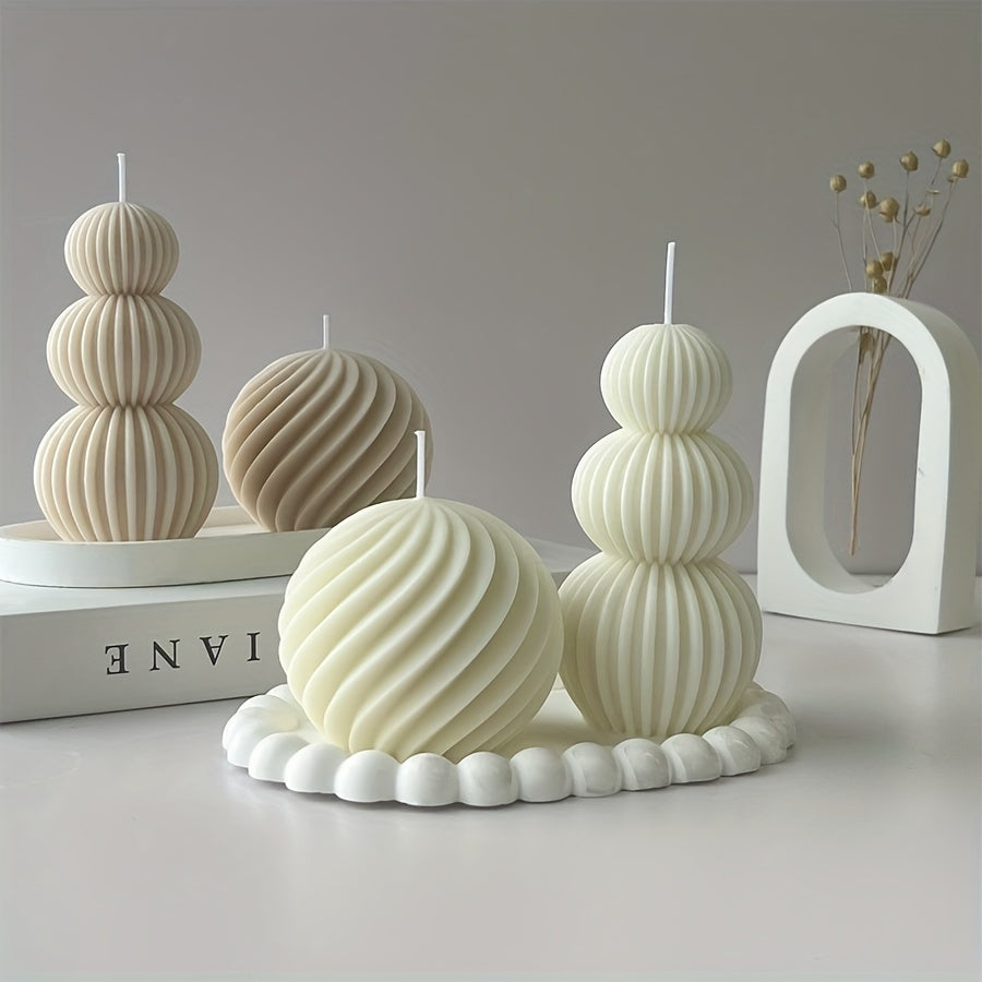 Romantic Wave Sphere Scented Candle - Sandalwood Aroma, Geometric Design for Home Decor, Perfect for Valentine's Day & Special Occasions Lootquake LLC