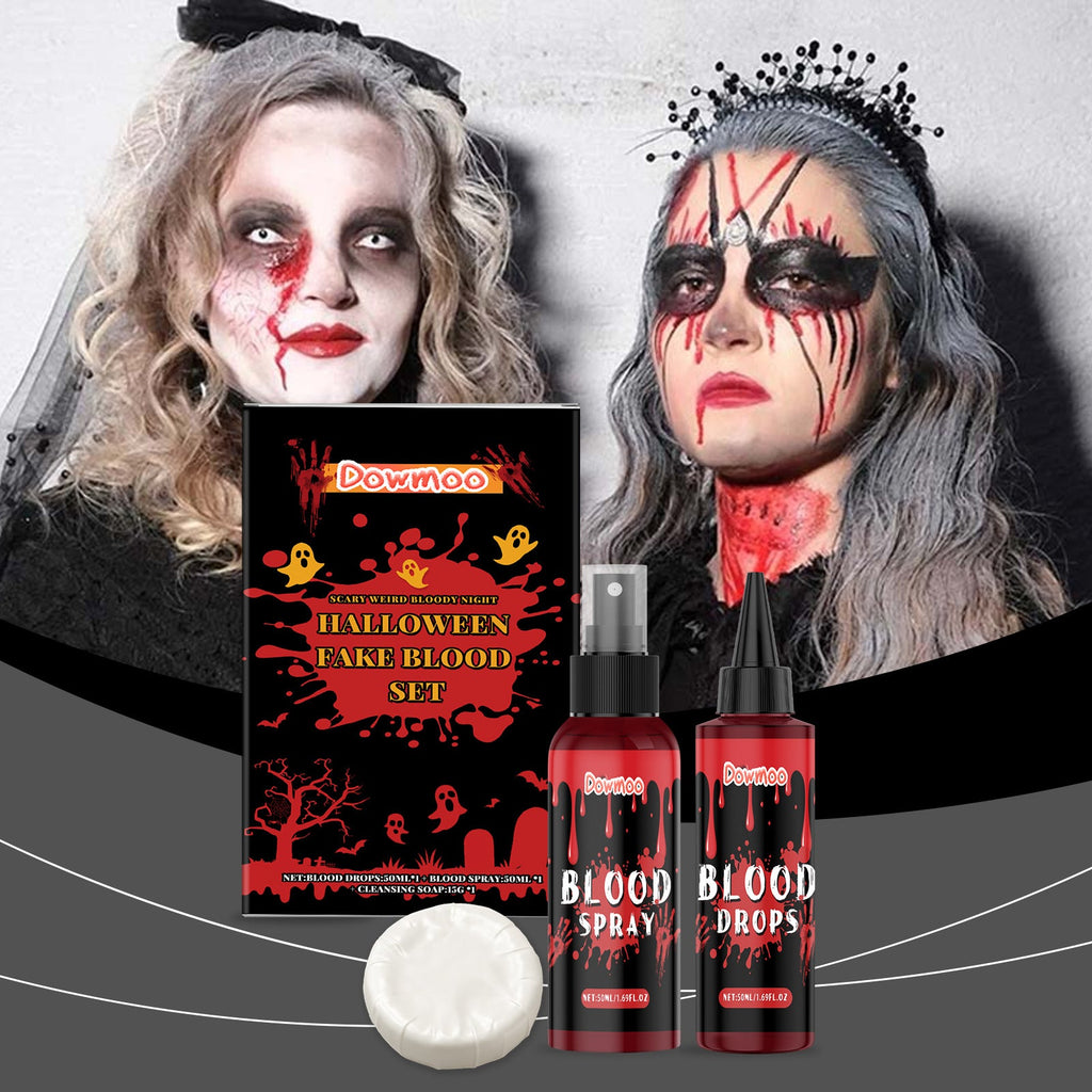 3-piece Set Washable Simulation Fake Blood Filming Horror Realistic Special Effects Makeup Set Pi-Mart