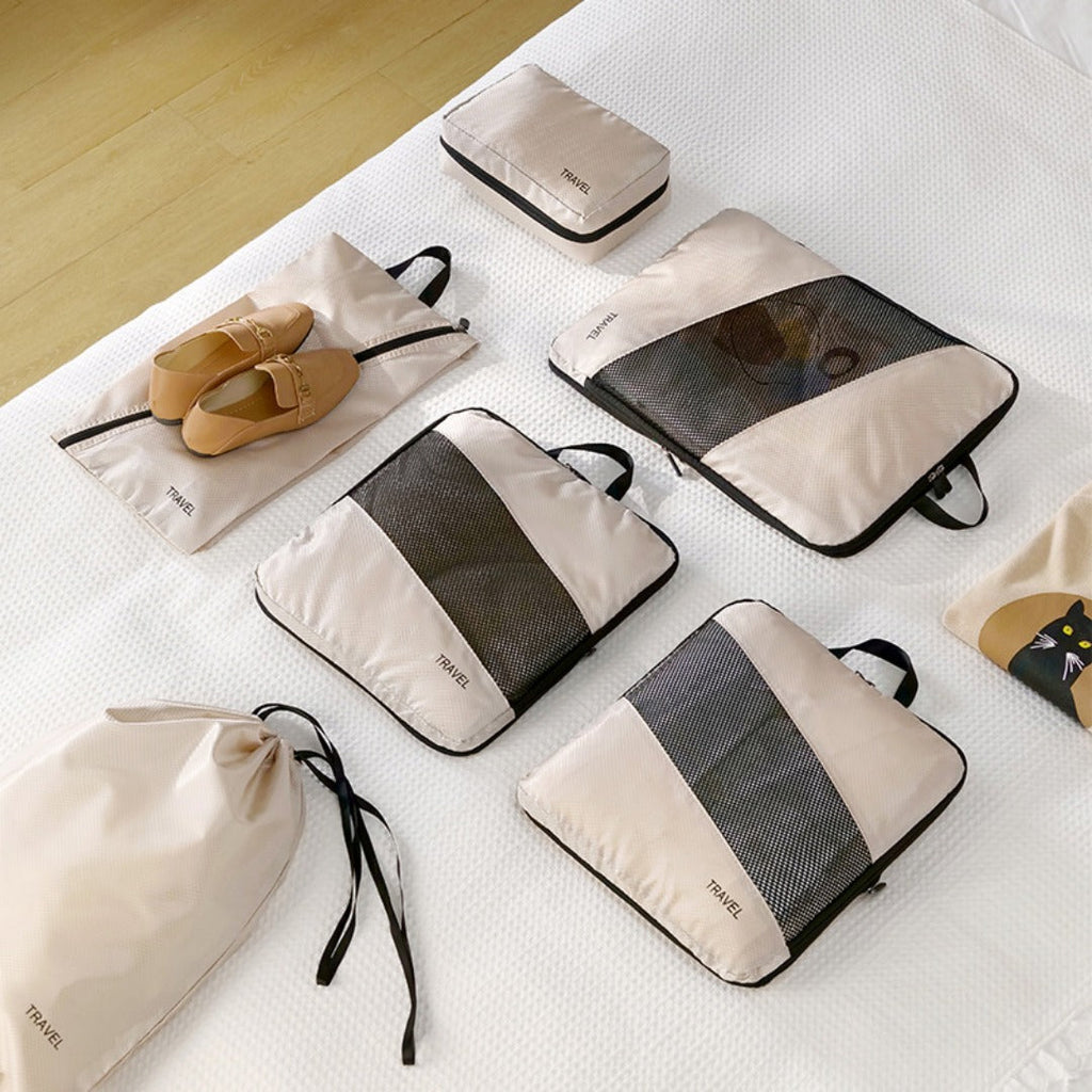 Thickened polyester cloth travel clothes storage bag, travel goods set bundle shoe cover finishing six-piece storage bag - SJB-DIAMOND ELITES