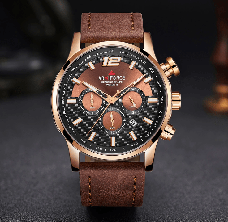 Mens Waterproof Sport Watch With Chronometers Day View And Cross-Matte Background Modern Man Watch Stevvex
