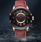 Men's Waterproof  Sport Watch With Leather  Belts  And Large Numbers Details Unique Design Perfect Gift Stevvex