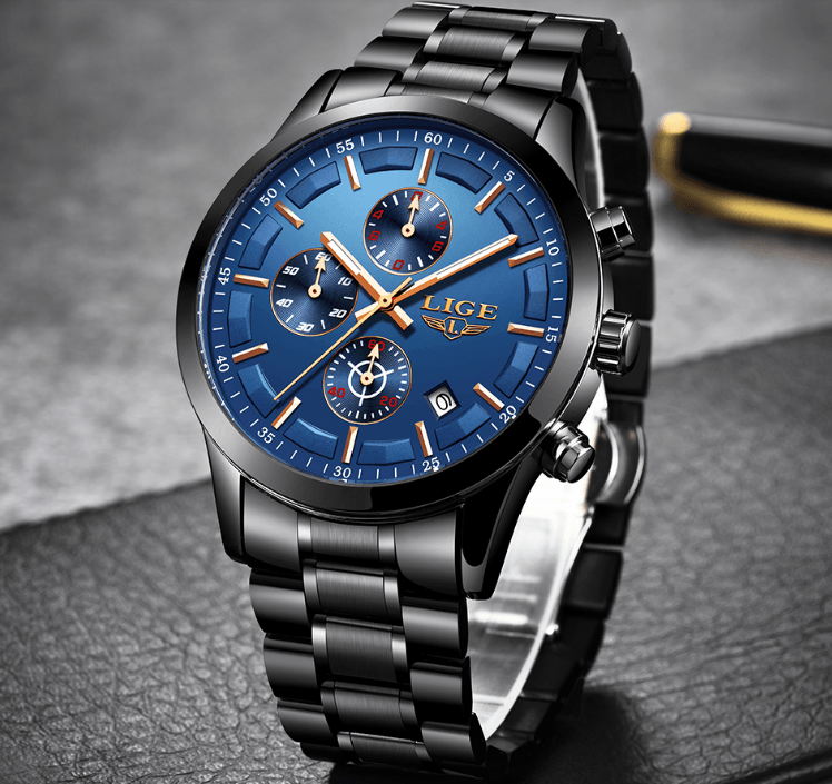 Men's Waterproof  Watch With Chronometers And Date Display Unique Design Perfect Gift Stevvex