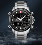Mens Wrist Watch, Waterproof Analog Digital Watches Multifunction Stainless Steel Business Watches For Man Perfect Gift - SJB-DIAMOND ELITES