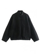 Autumn Casual Full Size Drop Shoulder Snap Down Jacket with Buttoned Front and Pockets Stevvex