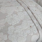 Cotton Thickened Pure White Beige Camellia Embroidery Three-piece Bed Cover Set Pi-Mart