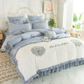 Summer Ruffled Cotton Four-piece Set Girl Heart Embroidery Flower Quilt Cover Pi-Mart
