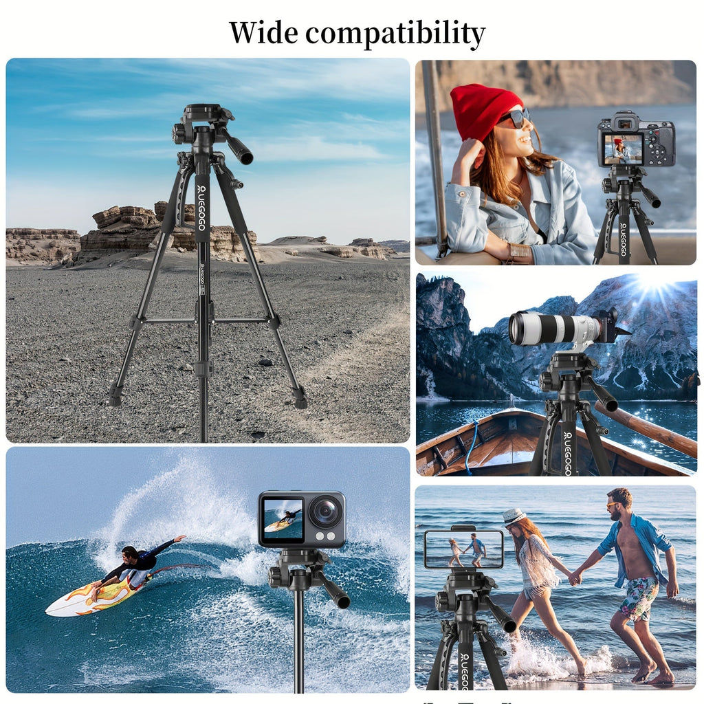 ZOMEI 60 Inch Micro Single-lens Digital Camera Mobile Phone Horizontal And Vertical Shooting Live Portable Aluminum Tripod With Mobile Phone Clip + T-shaped Mobile Phone Clip Lootquake LLC