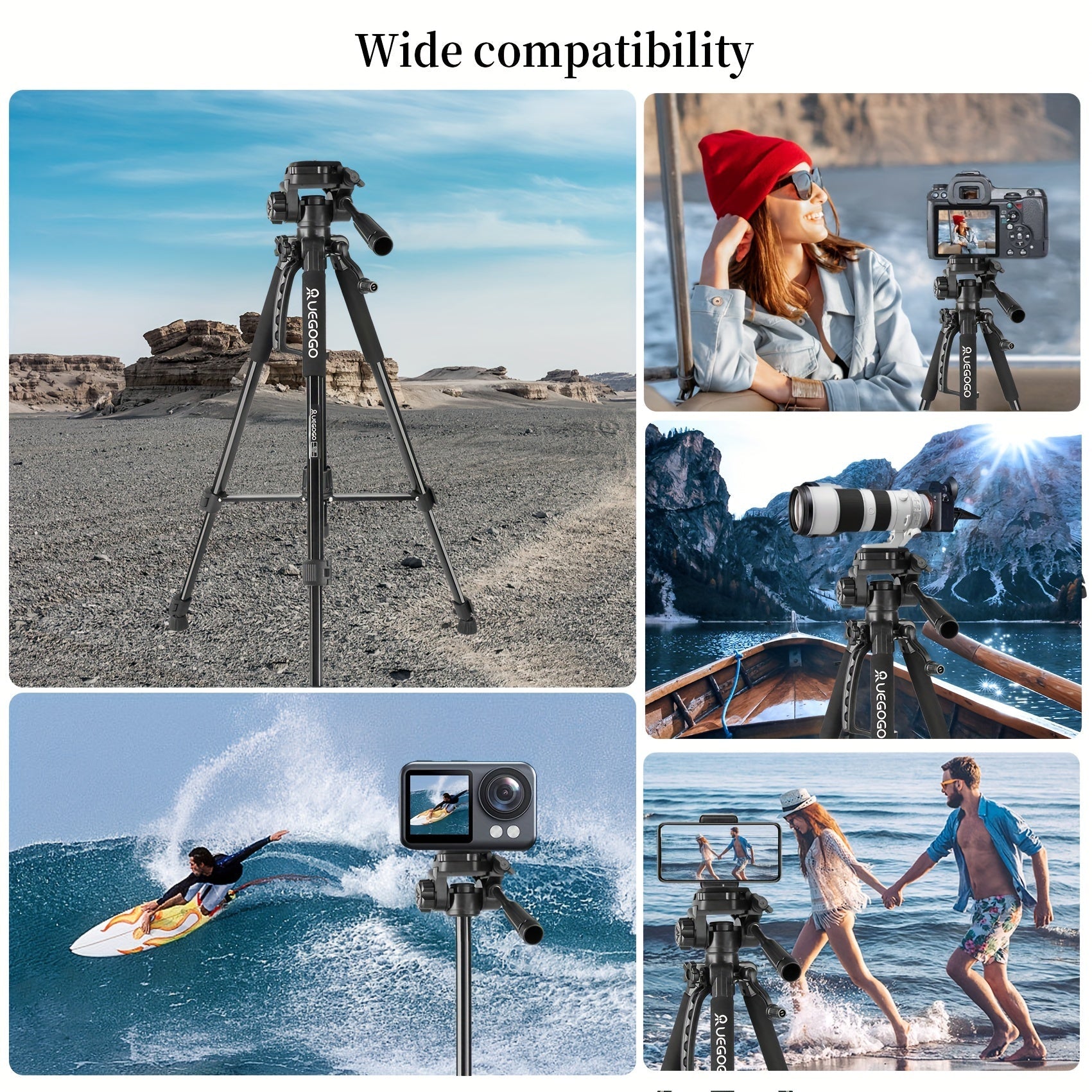 ZOMEI 60 Inch Micro Single-lens Digital Camera Mobile Phone Horizontal And Vertical Shooting Live Portable Aluminum Tripod With Mobile Phone Clip + T-shaped Mobile Phone Clip Lootquake LLC