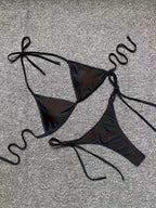 Bikini Leopard Print 2 Piece Swimsuit for Women – High Cut Lace-Up Backless Flattering Bikini Set with Halter Spaghetti Strap – Stretchy Sexy and Stylish Swimwear for Pool Beach and Summer Vacation