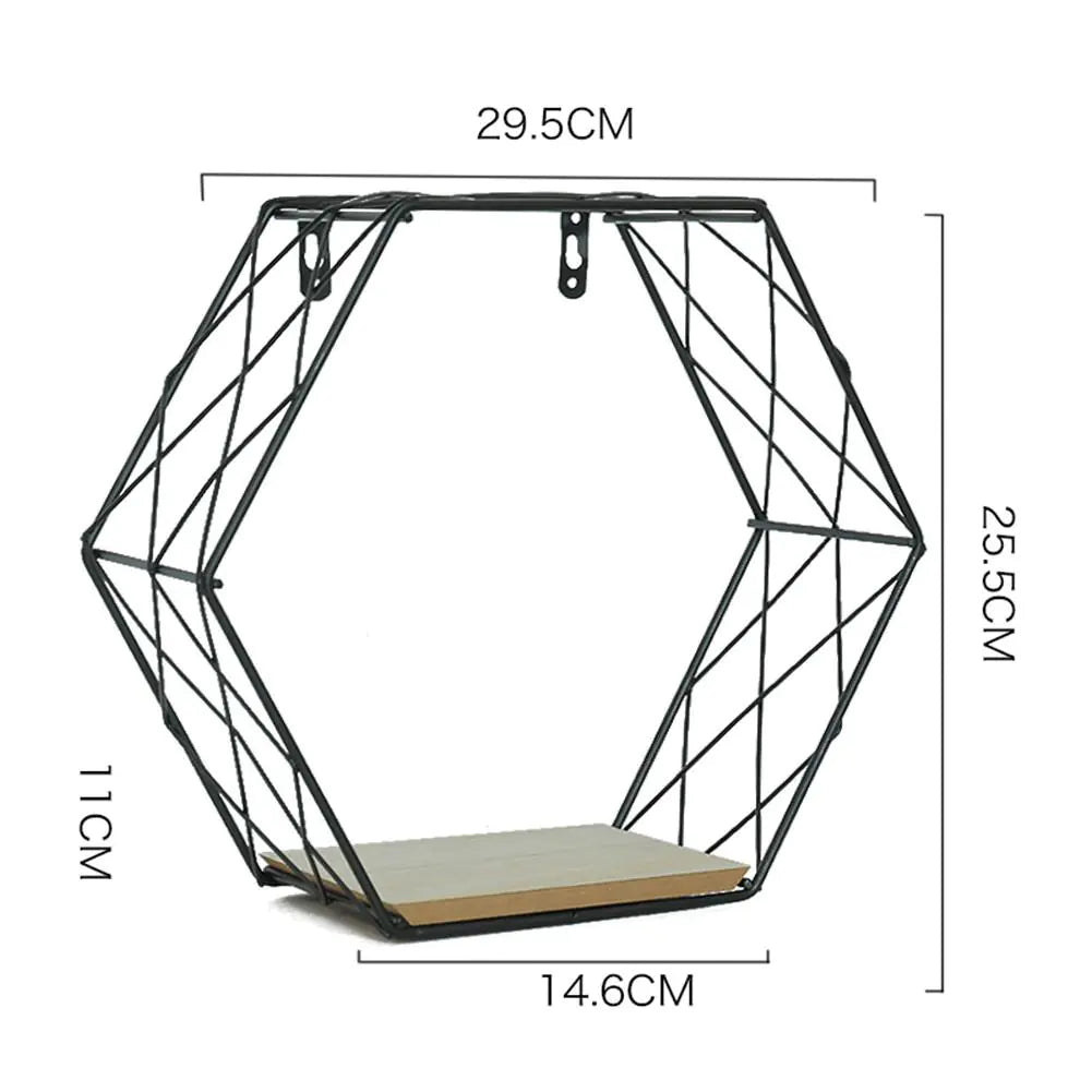 Minimalist Hexagonal Iron Wall Shelf for Decoration Lootquake LLC